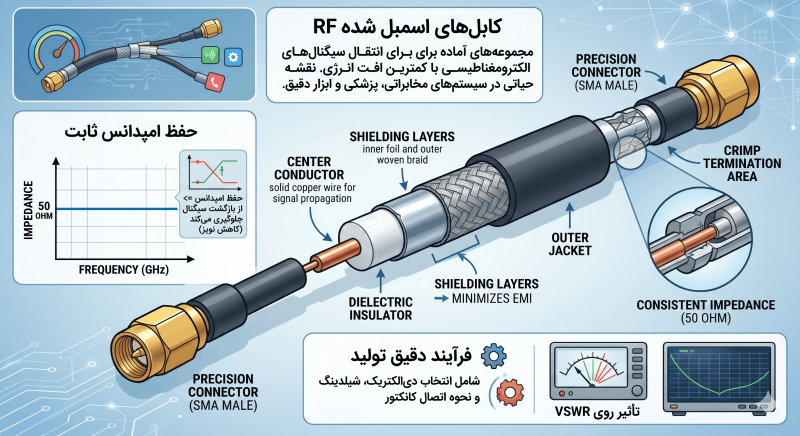 
<span>کابل‌های اسمبل شده RF؛ پل ارتباطی دقیق در انتقال سیگنال</span>
