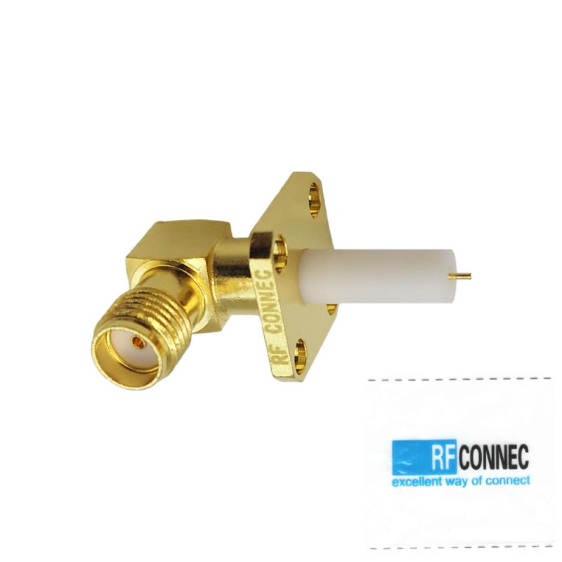 
<span>کانکتور SMA مادگی پنلی چهار سوراخه تفلون بلند رایت(90درجه)(C1286)</span>
